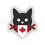 Black Cat Bandana Canada Flag.   Sticker  (Peel N' Stick)